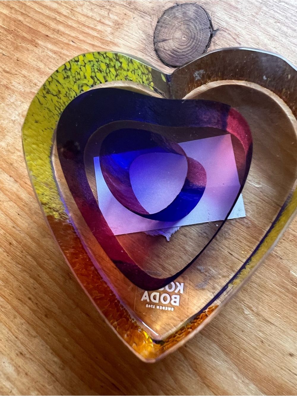 Kosta Boda "My Heart" 1993 art glass mini sculpture by Bertil Vallien